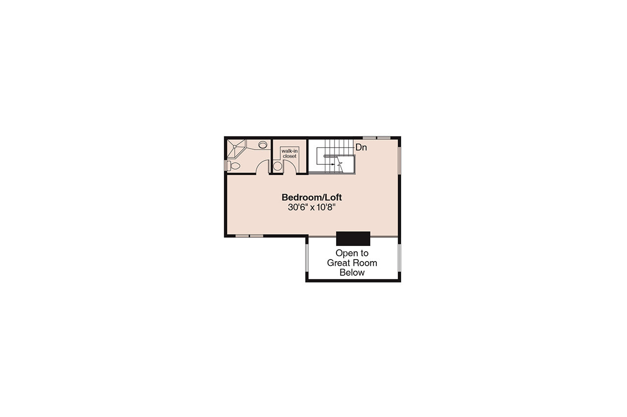AM8268-A Cape Pod House Second Floor Plan, 2 Bedrooms, 2 Bathrooms | Lakeview House Plan
