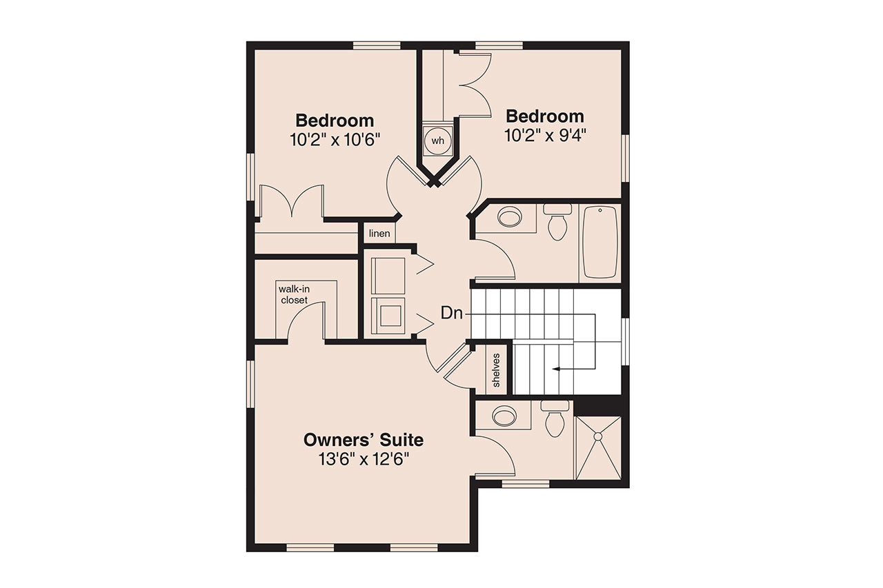AM8289-A Cottage House Second Floor Plan, 3 Bedrooms, 2.5 Bathrooms | Emerson House Plan