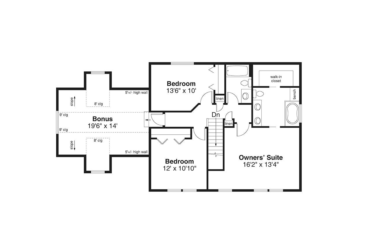 AM7935-A Country House Second Floor Plan, 3 Bedroom, 2.5 Bathrooms | Plan 31-360 Fernley