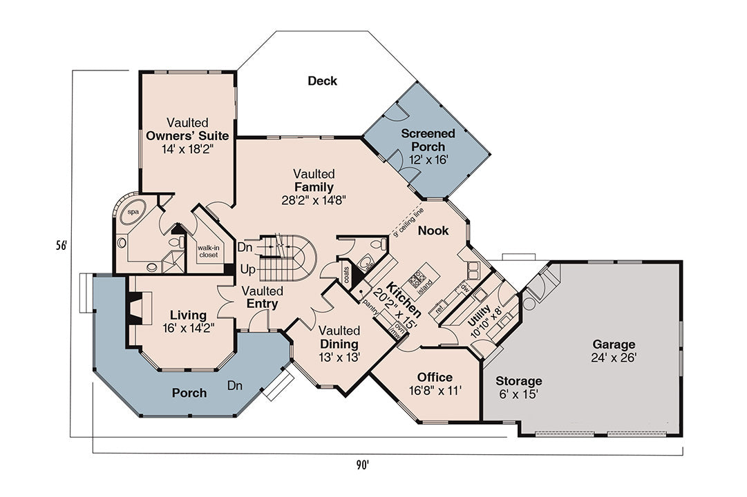 AM7939-A Country House First Floor Plan, 3 Bedrooms, 2.5 Bathrooms | Plan 10-134 Hayward