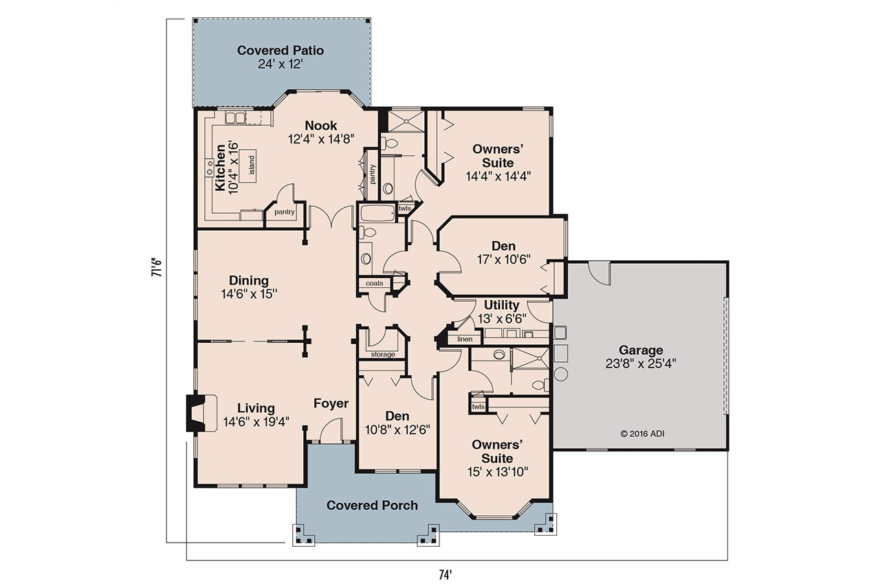 AM7666-A Country House Plan First Floor Plan, 4 Bedrooms, 3 Bathrooms | Ashley House Plan Exterior