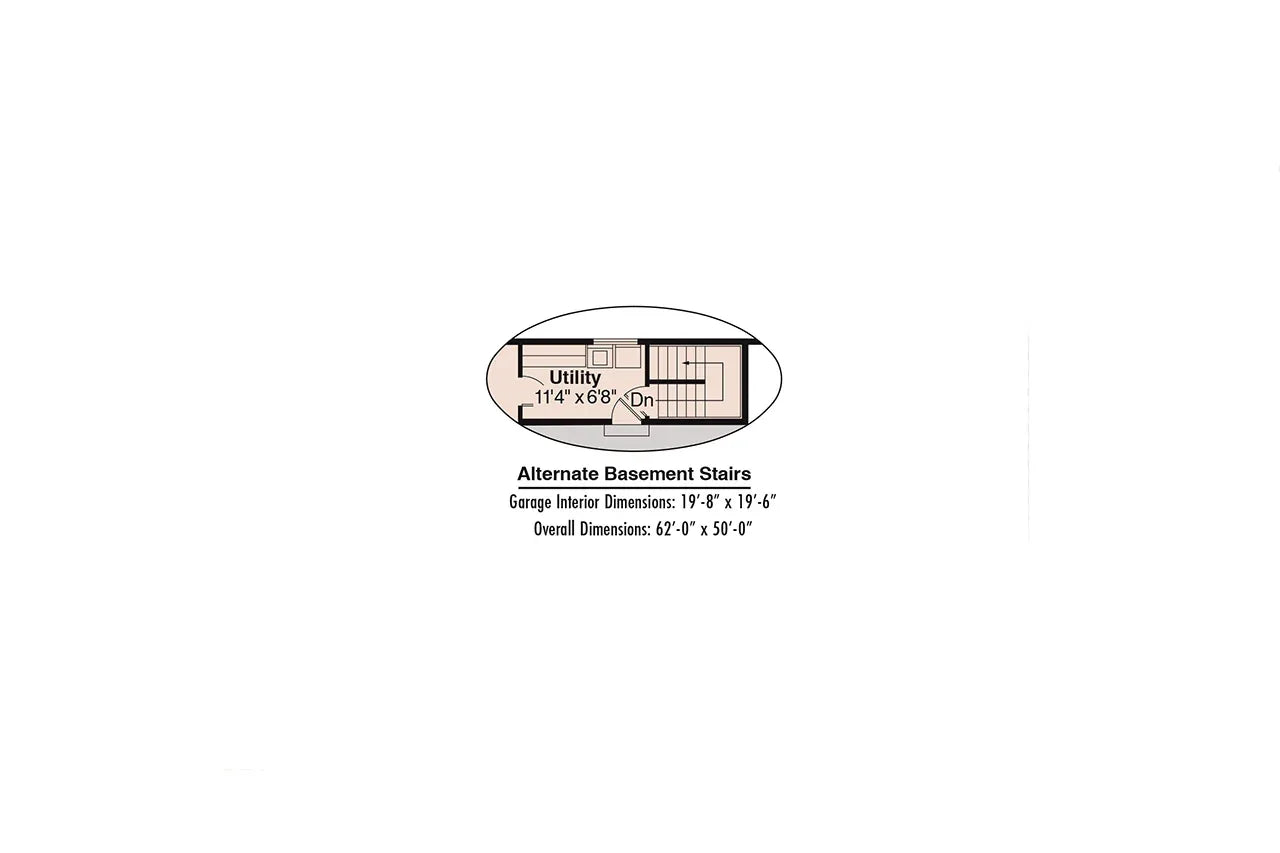 AM7196-A Cambridge House Plan Alternate Basement Floor Plan 3 bed, 2 Bath