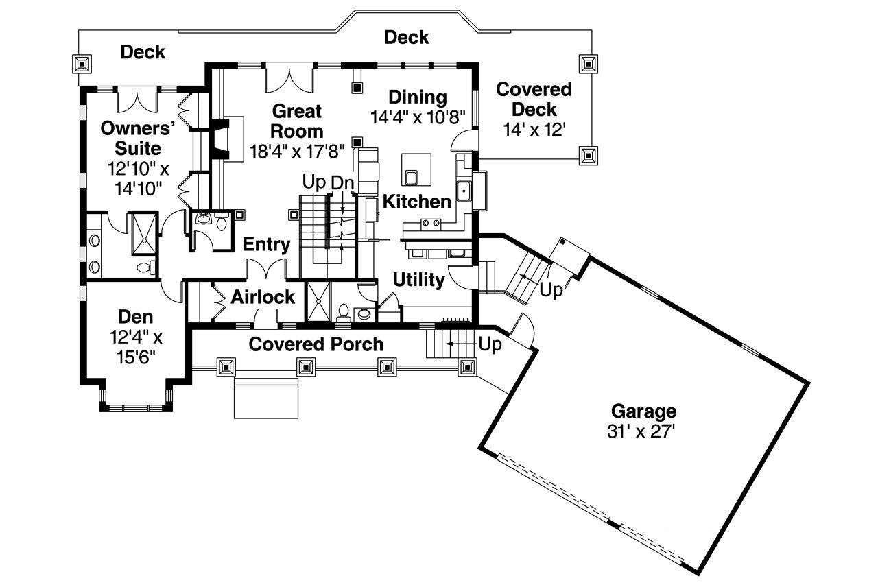 AM7648-A Craftsman House First Floor Plan, 2662 Square Feet, 3 Bedrooms, 2.5 Bathrooms | Cedarbrook House Plan