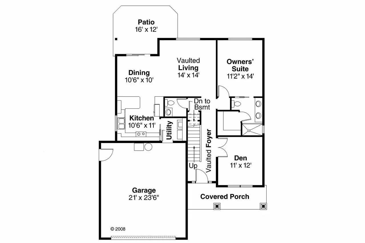 AM7193-A Holshire House Floor Plan- Main Floor Plan - 3 Bed, 2 Bath, 1 Half Bath