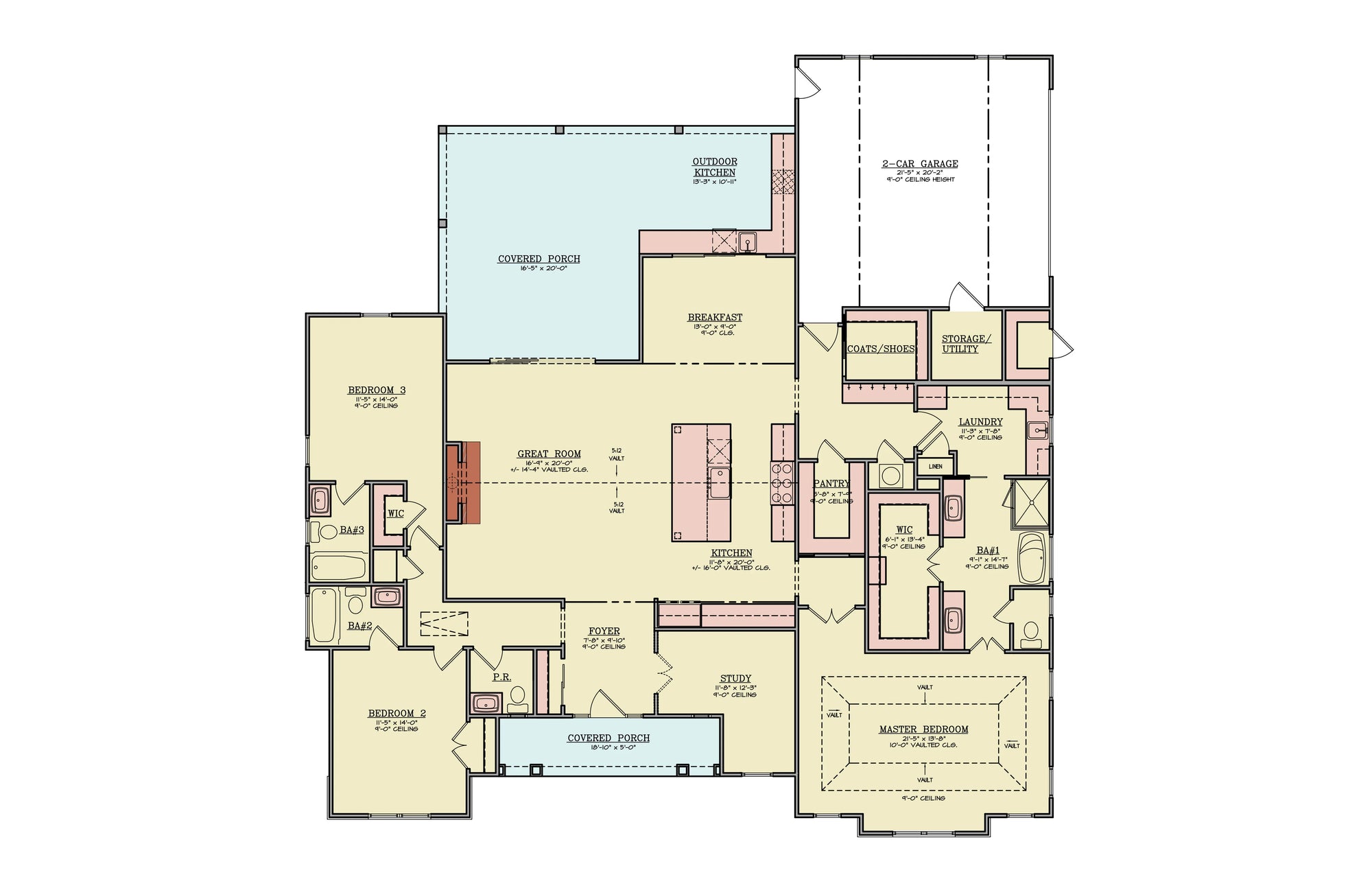 A7571-A Modern House First Floor Plan, 3 Bedrooms, 3.5 Bathrooms | Sweet Clover House