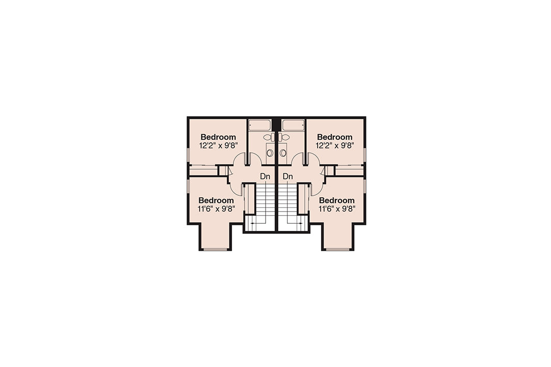 AM8108-A Craftsman Duplex House Second Floor Plan, 6 Bedrooms, 4 Bathrooms | Braydon House Plan