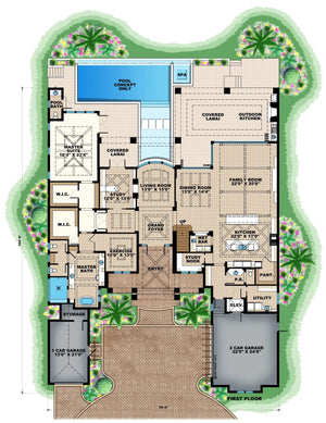 grand cayman house plan - archival designs house plans, floor plan
