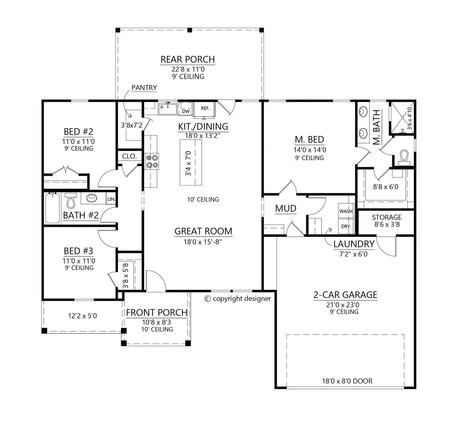 C7322-A The Forest View House First Floor Plan Beds 2 Baths