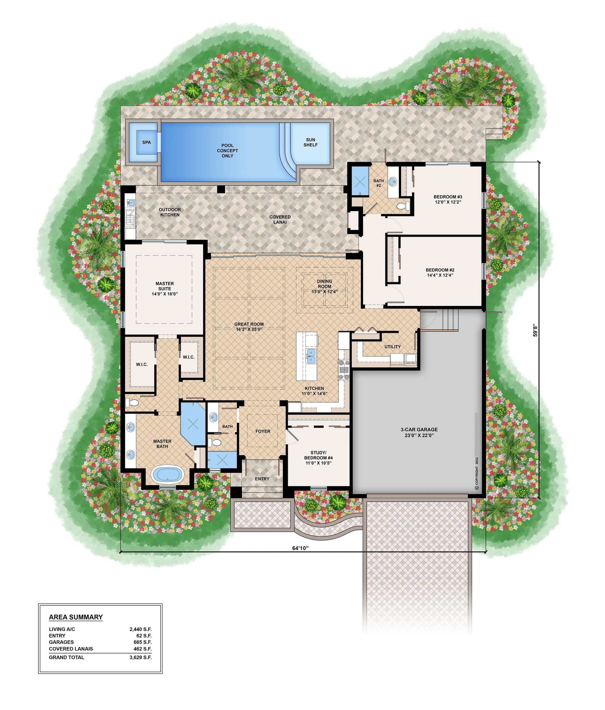 Barcelona House Plan - Archival Designs House Plans, floor plan