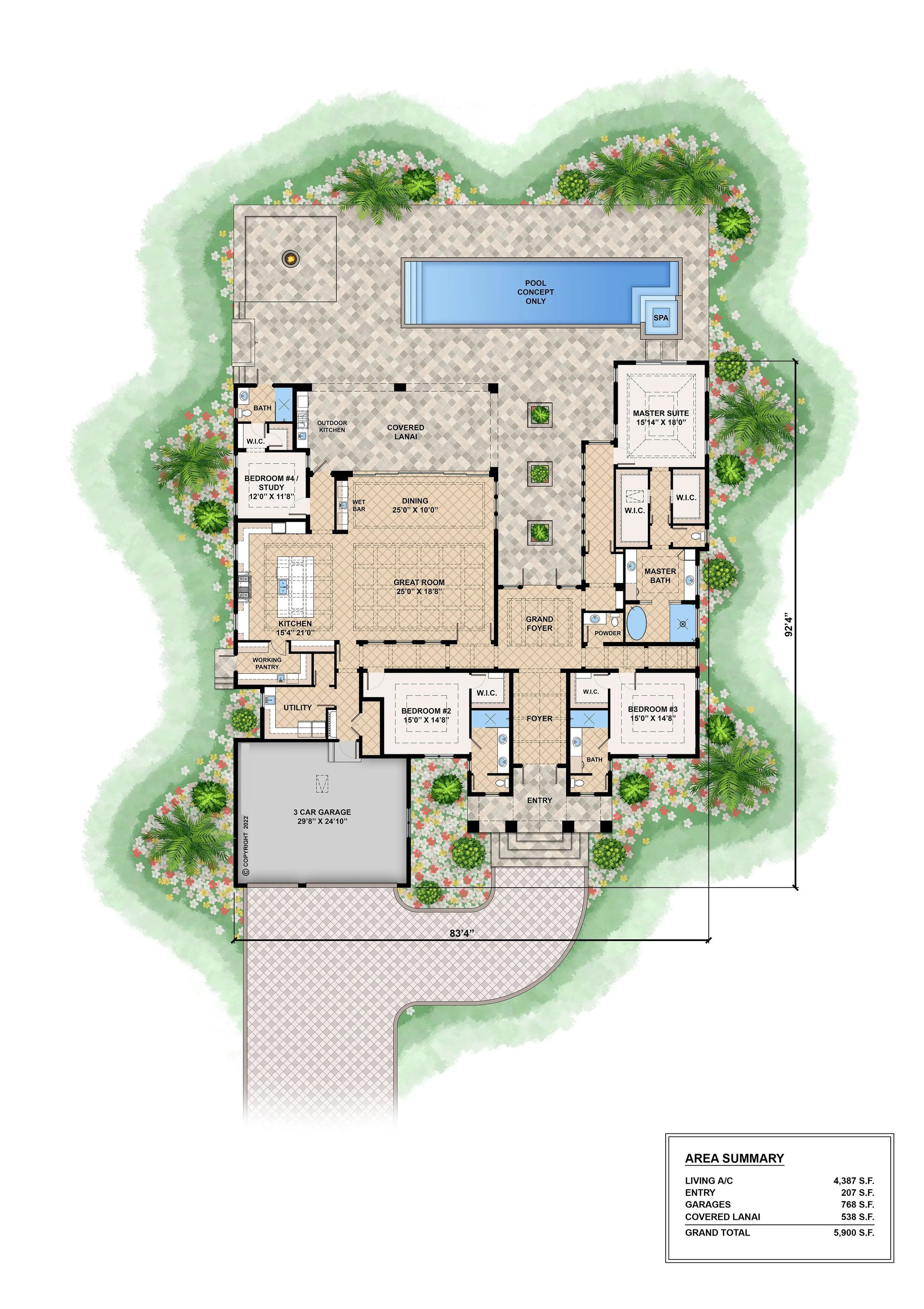 Hickory Court House Plan - Archival Designs House Plans, floor plan