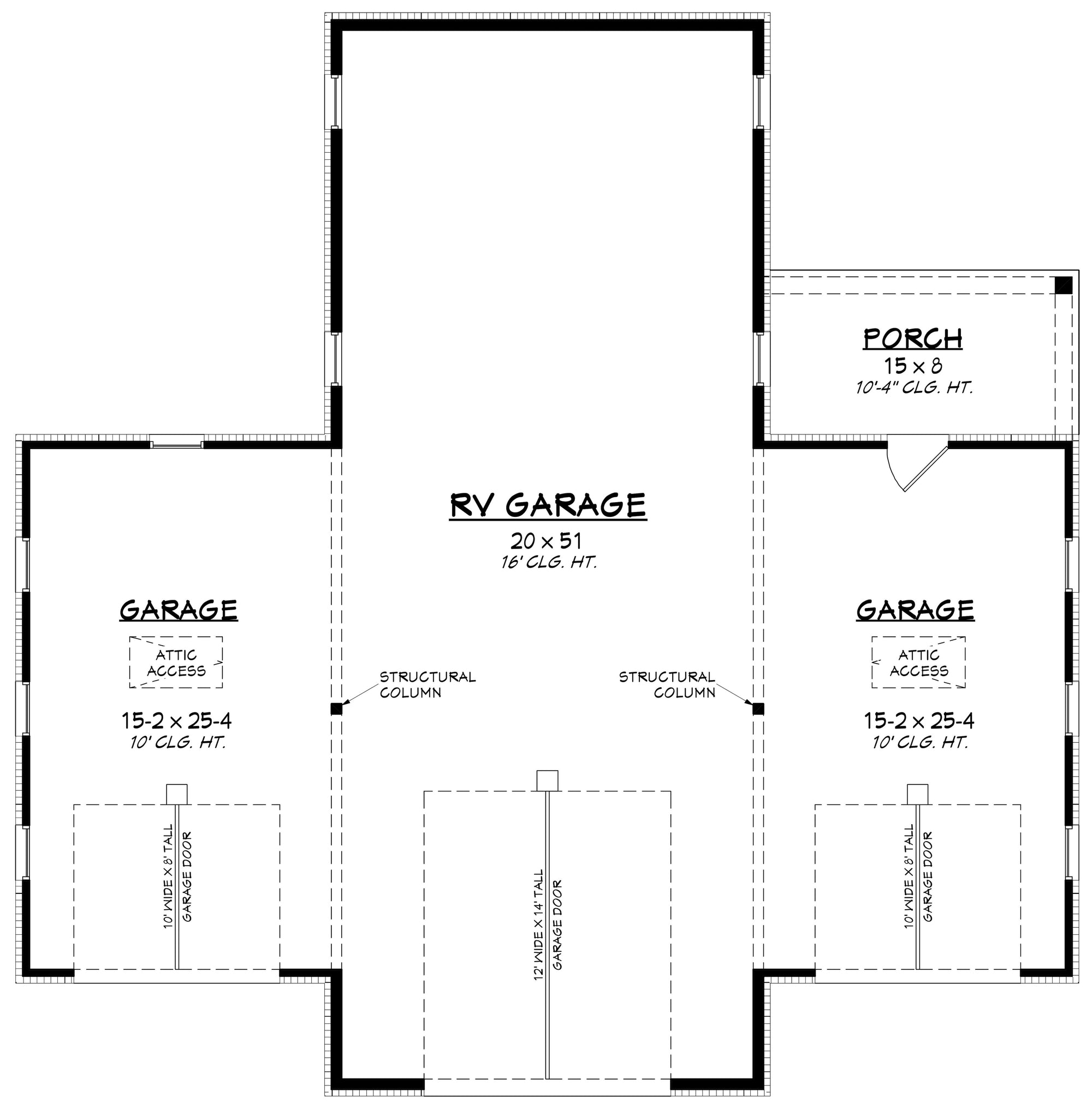H8124-A Modern Farmhouse RV Garage First Floor Plan| Norton Garage Plan