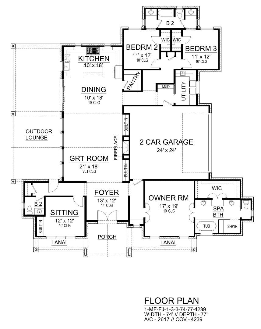 F8062-A Modern Farmhouse First Floor Plan, 3 Bedrooms, 2.5 Bathrooms | Glen Rose