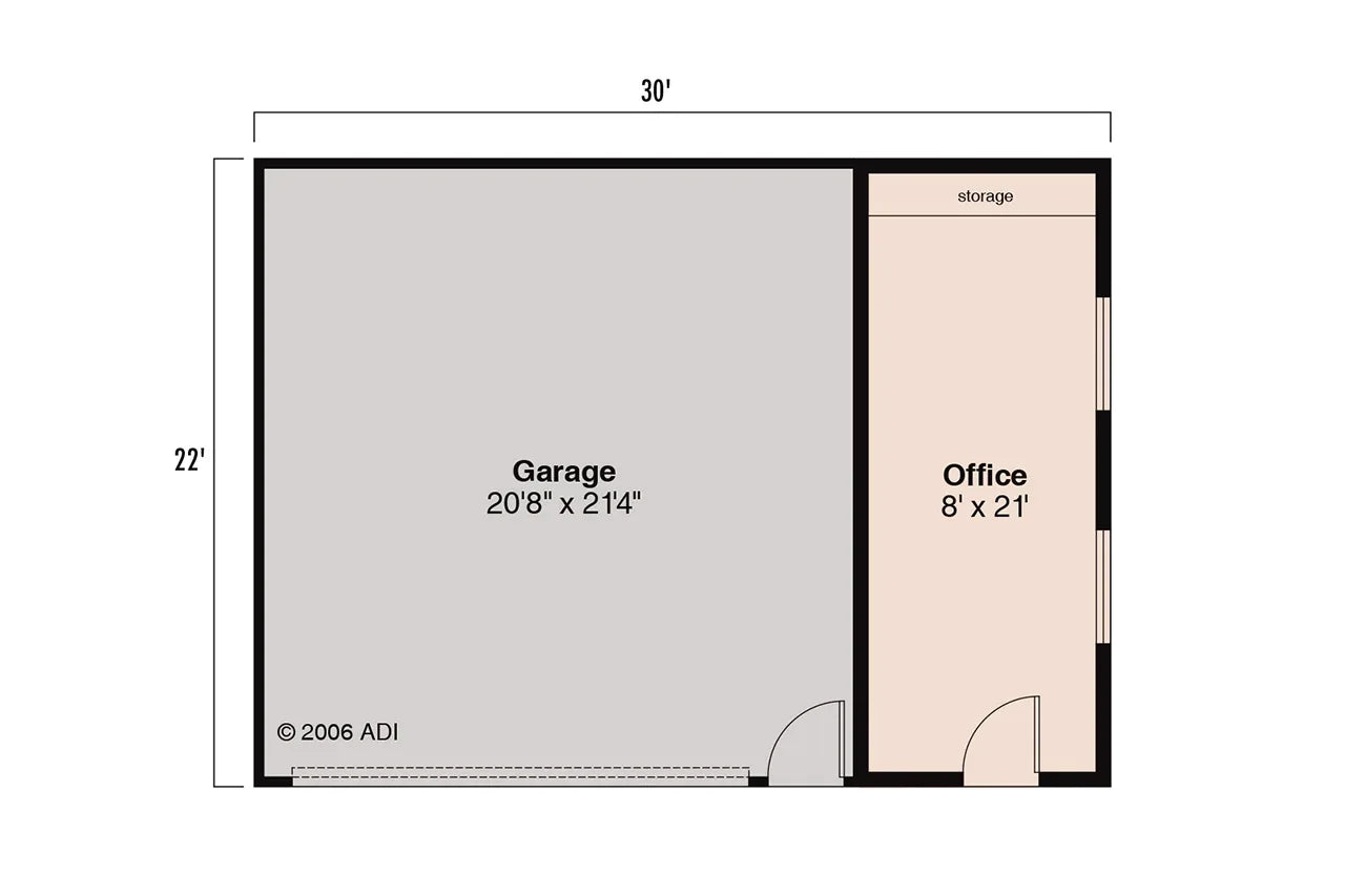AM7201-A Garage Floor Plan with Office