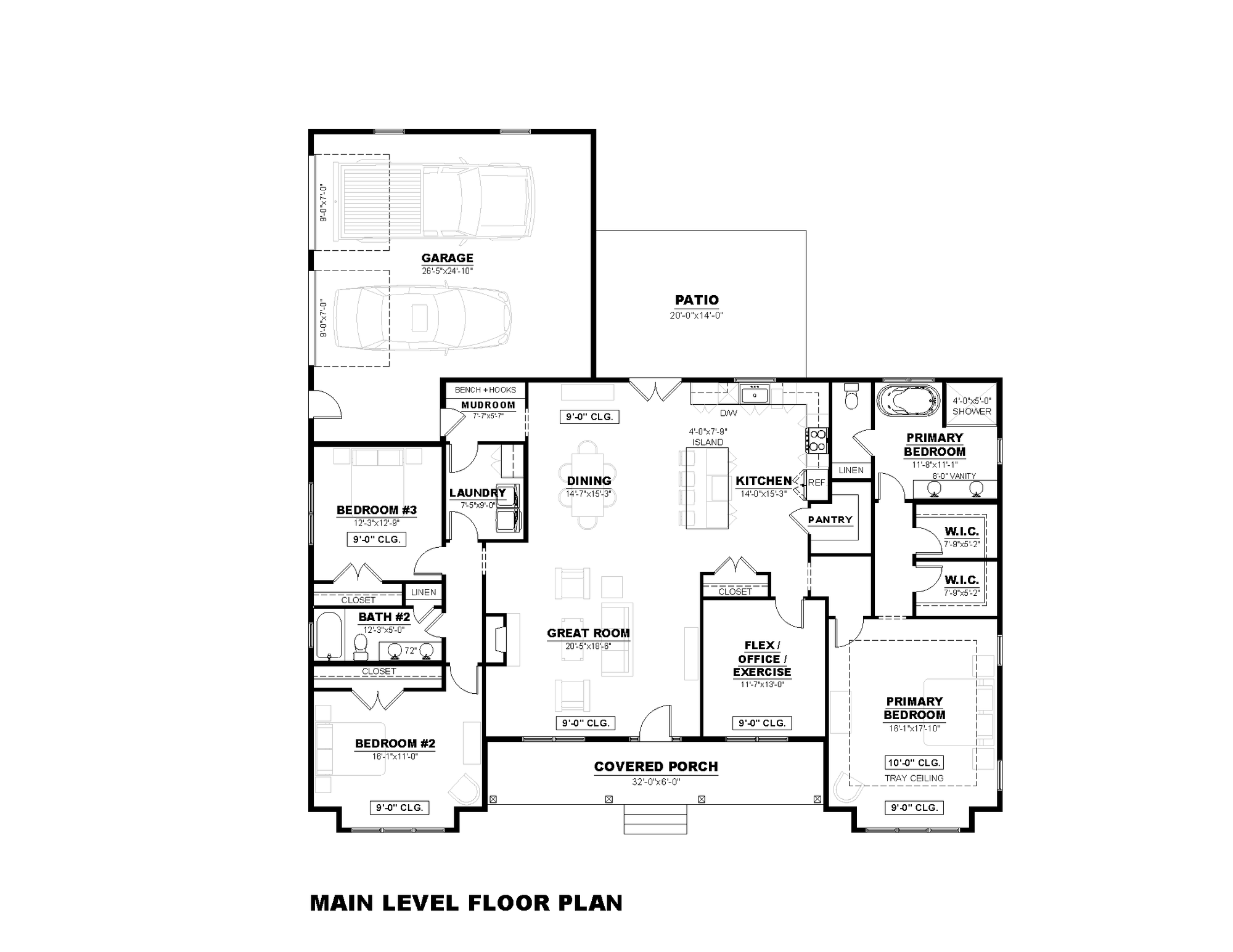 AN7899-A Modern Farmhouse First Floor Plan, 3 Bedrooms, 2 Bathrooms | Harris 2