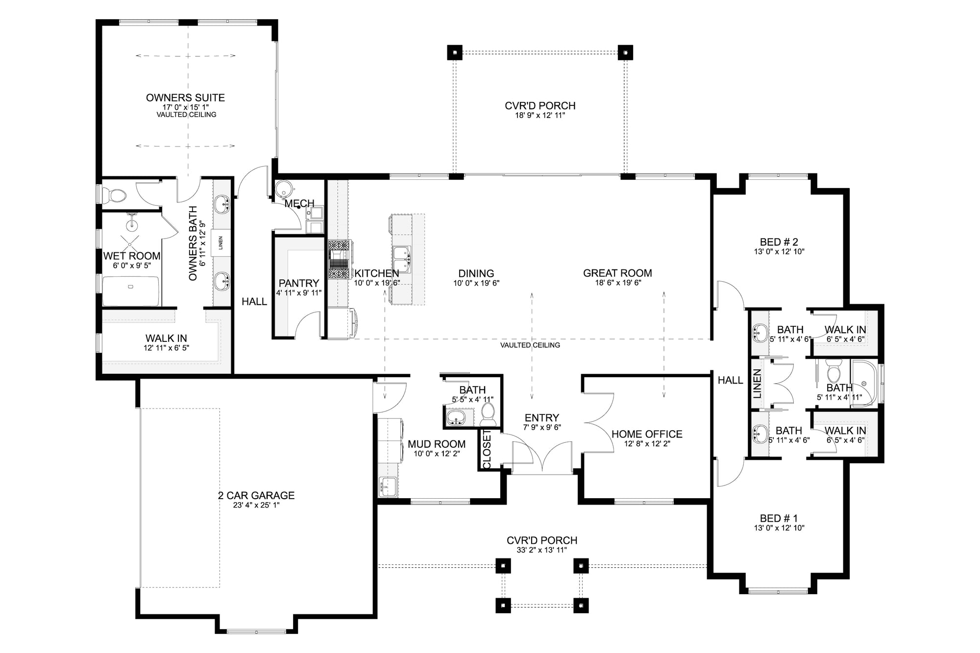 AO8481-A Modern Farmhouse Ranch House, 3 Bedrooms, 2.5 Bathrooms | Halifax House Plan First Floor Plan