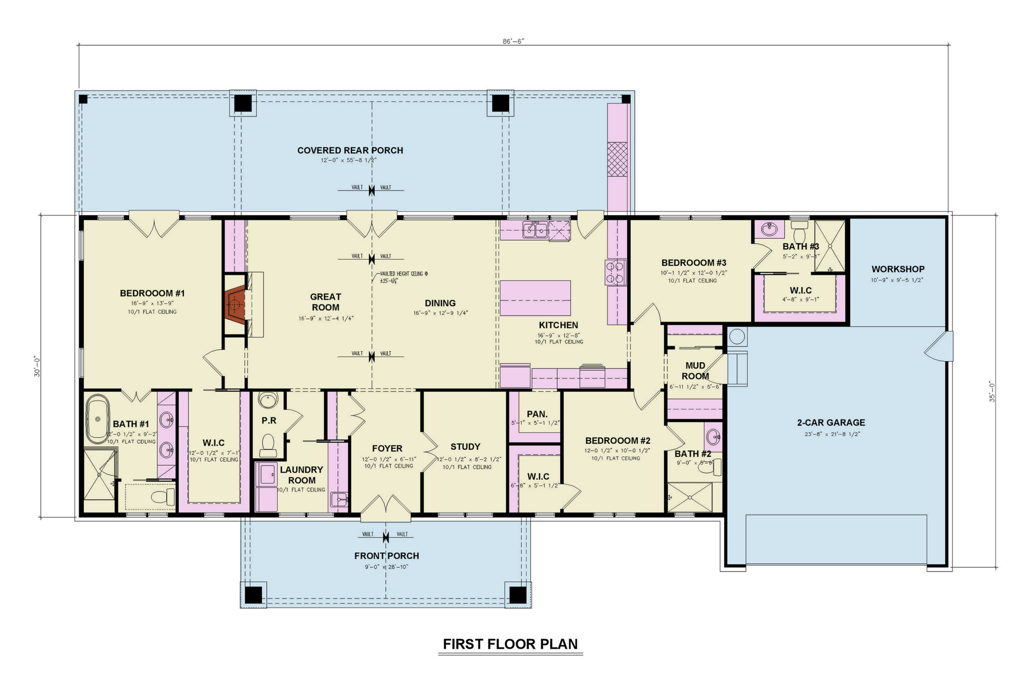 A7764-A Haystack V House Plan, 3 Beds, 3.5 Baths Floor Plan