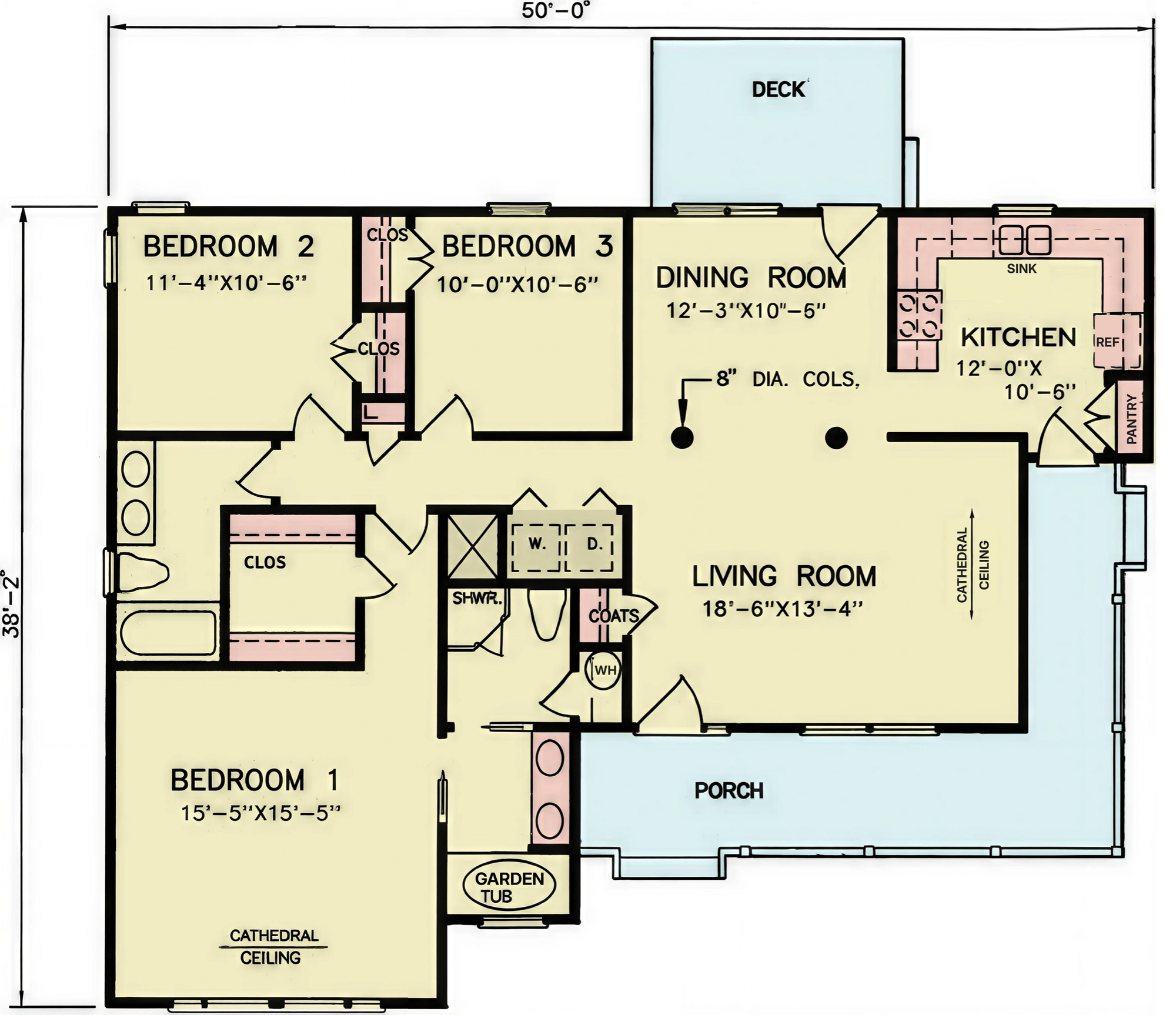 A8203-A Modern Farmhouse First Floor Plan, 3 Bedrooms, 2 Bathrooms | Zachary House Plan