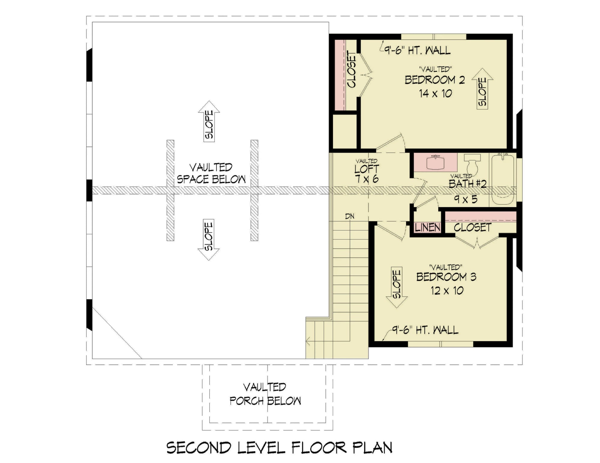 L1600-A New American House Second Floor Plan, 4 Bedrooms, 3 Bathrooms | Pine Haven House