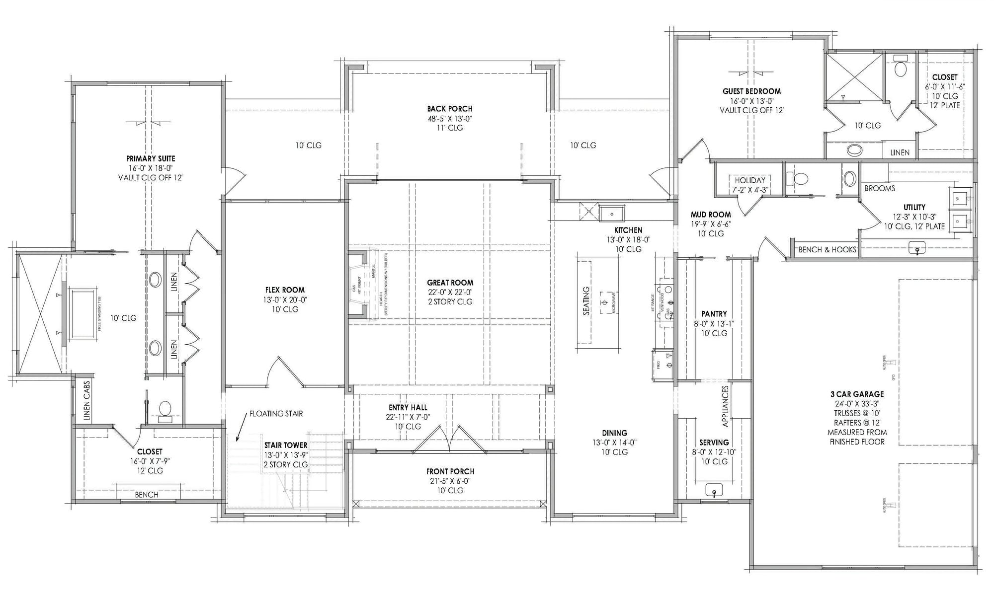 R7282-A LG177 House First Floor Plan 4 Beds 4.5 Baths