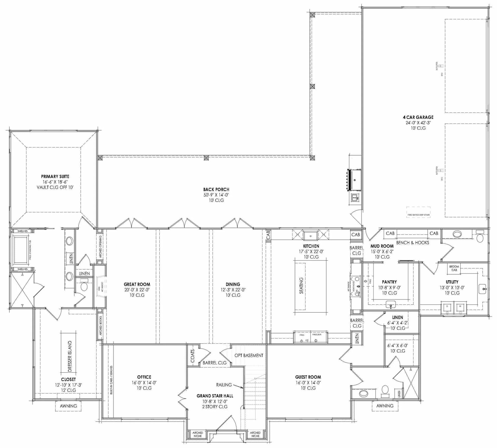 R7410-A LG182 House First Floor Plan 5 Beds 5.5 Baths