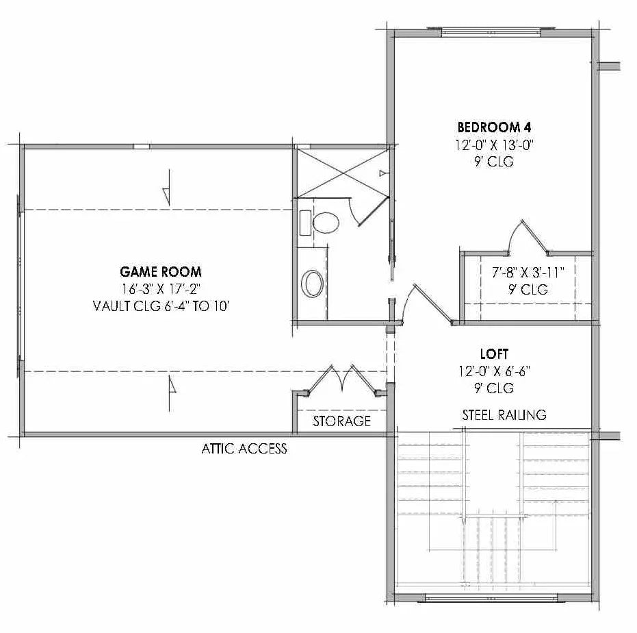 R7483-A Hill Country House Second Floor Plan, 4 Bed, 4.5 Bath | Plan LG184