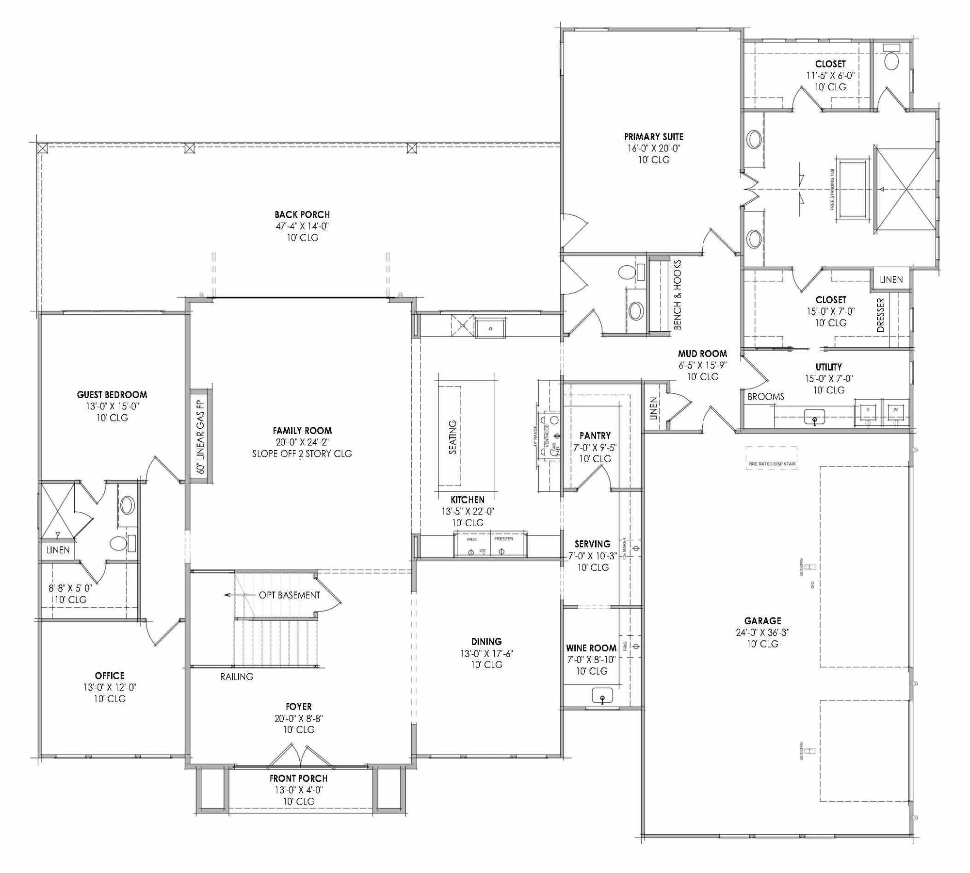 R8383-A Contemporary Mountain House First Floor Plan, 5 Bedrooms, 5.5 Bathrooms | LG192 House Plan