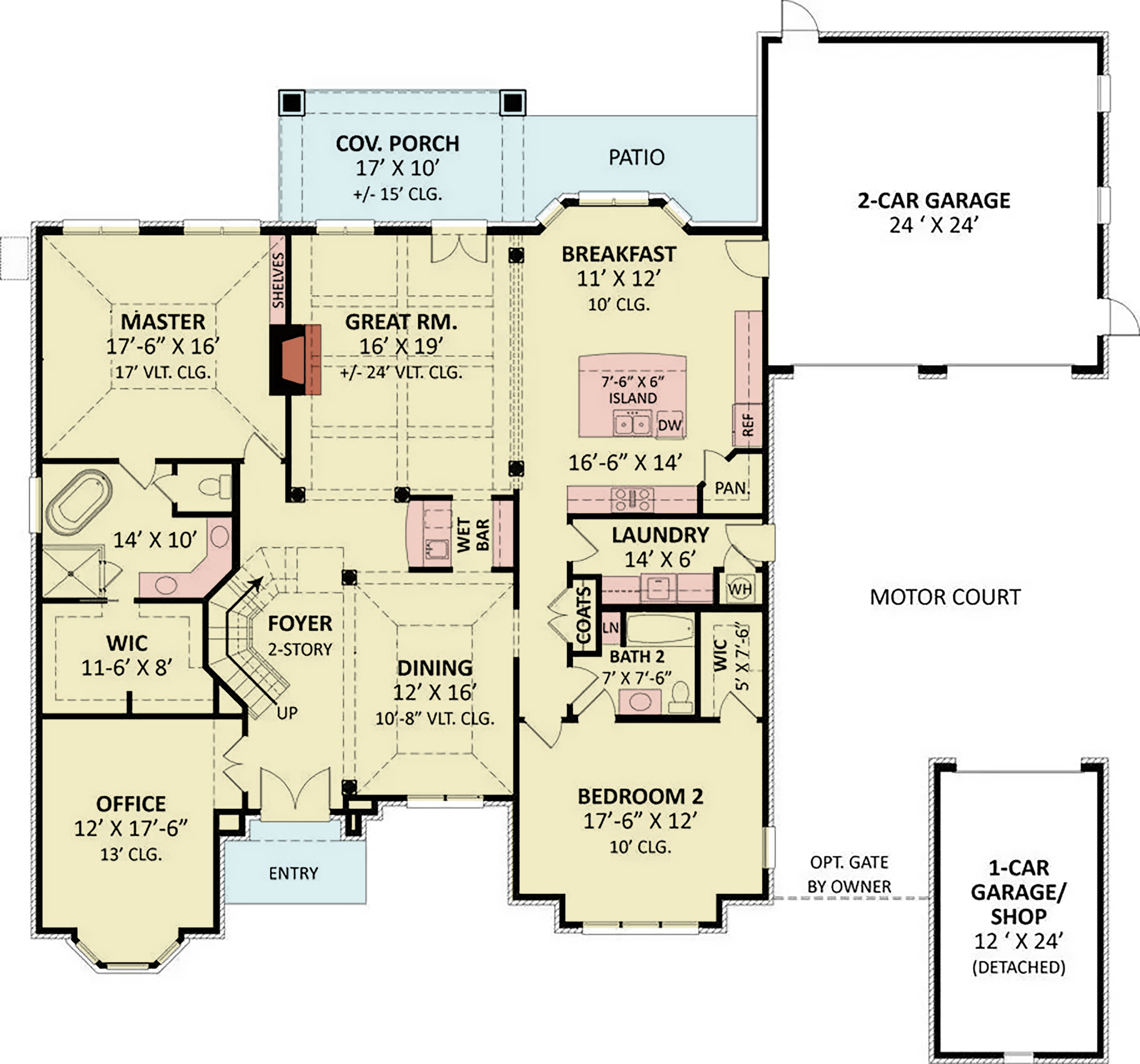 A266-A Lily Rose House Plan 4 Beds, 3 Baths, Rustic Style Main Floor Plan