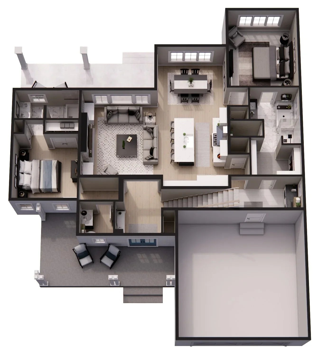 D7356-A Distant Shores House 3D First Floor Plan