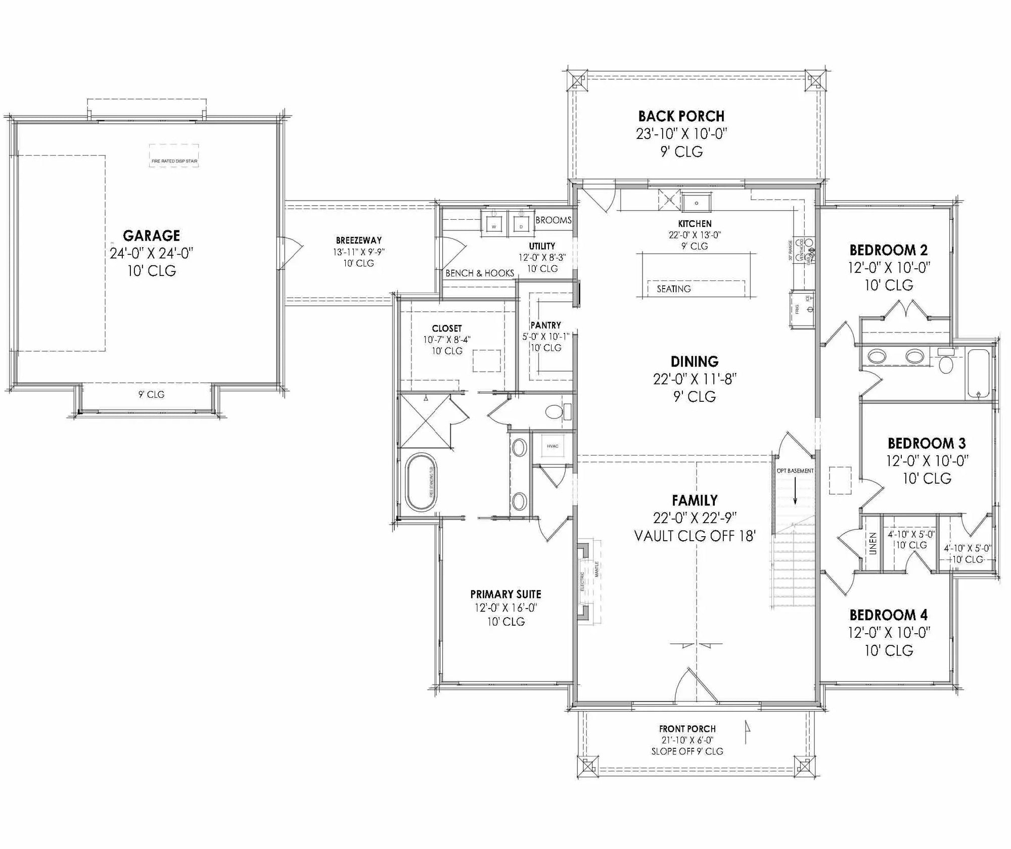 R7286-A MD177 House First Floor Plan | 4 Bedrooms, 2 Bathrooms