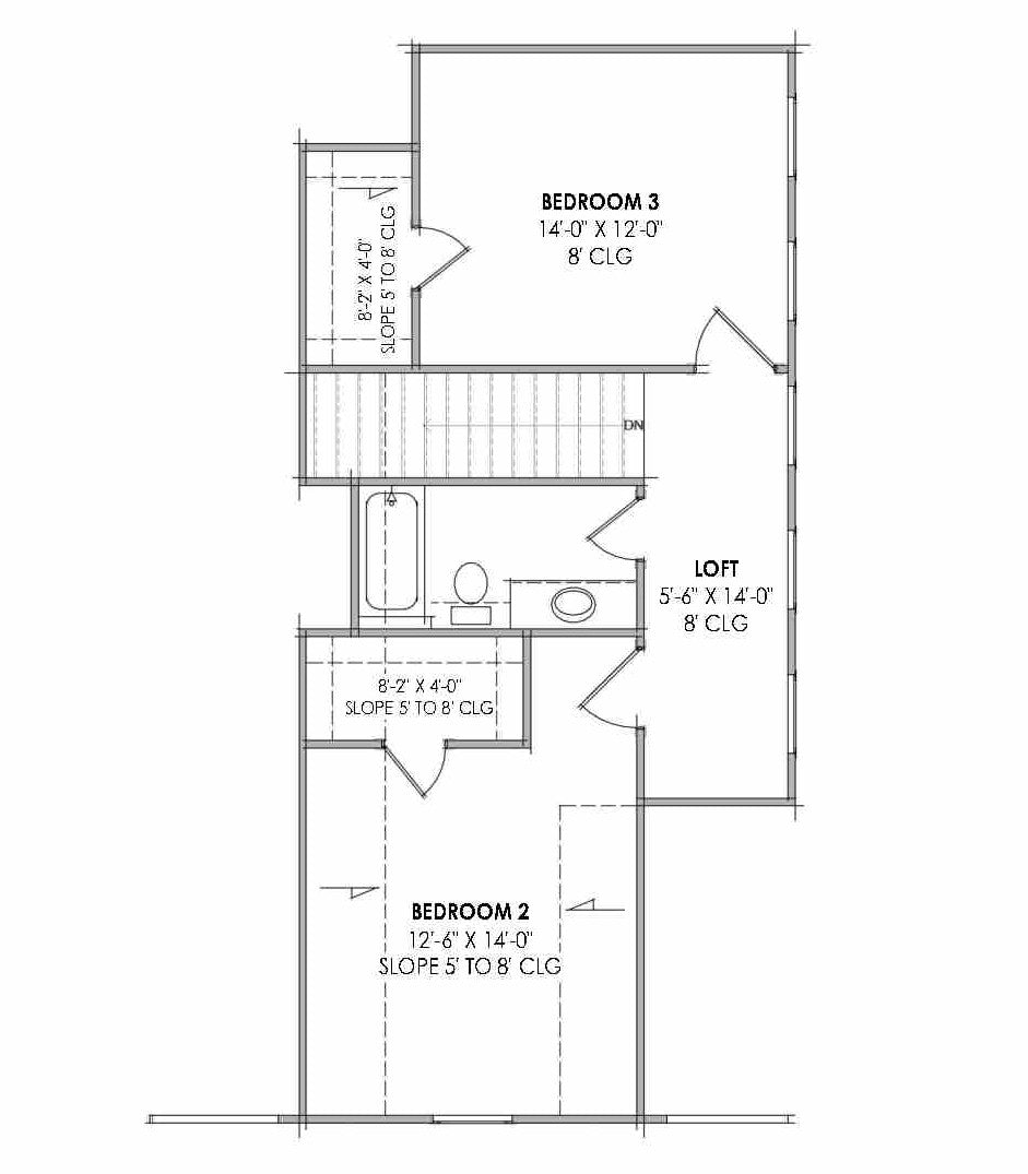 R8442-A Ranch House, 3 Bedrooms, 2.5 Bathrooms | MD183 House Plan Exterior Second Floor Plan