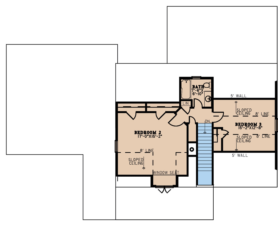 AE7816-A Rustic House Second Floor Plan, 3 Bedrooms, 2.5 Bathrooms | Cumberland Falls