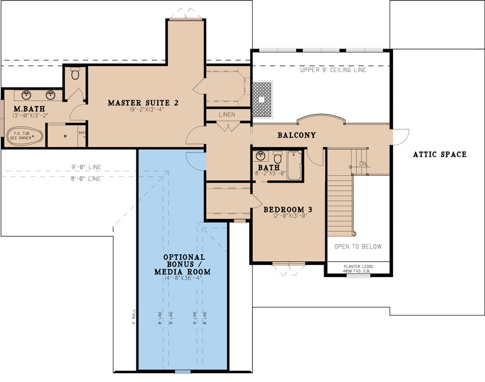 AE7821-A Craftsman House Second Floor Plan, 5 Bedroom, 5.5 Bathrooms | Cumberland Heights
