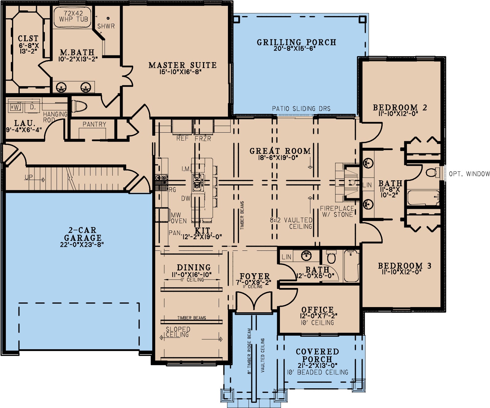 AE7825-A Rustic House First Floor Plan, 4 Bedrooms, 4 Bathrooms | Cliff Haven