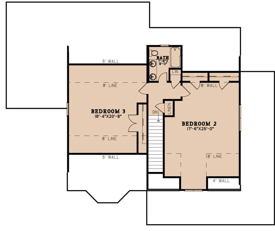 AE7830-A Craftsman House Second Floor Plan, 3 Bedrooms, 2.5 Bathrooms | Fall Creek Place