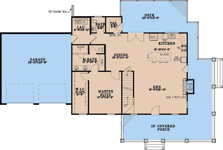 AE8390-A Cottage House First Floor Plan, 2 Bedrooms, 3.5 Bathrooms | Copper Creek House