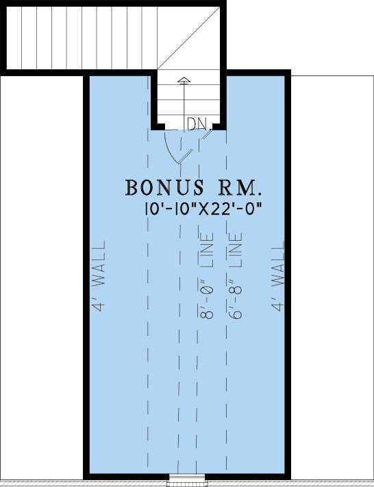 AE8406-A Traditional House Bonus Room Floor Plan, 3 Bedrooms, 2 Bathrooms | Hunnington Place House Plan