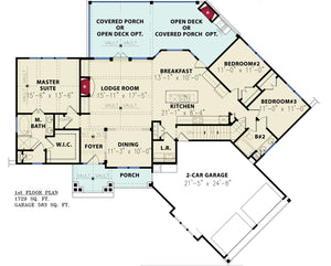 mill spring cottage - archival designs house plans, floor plan