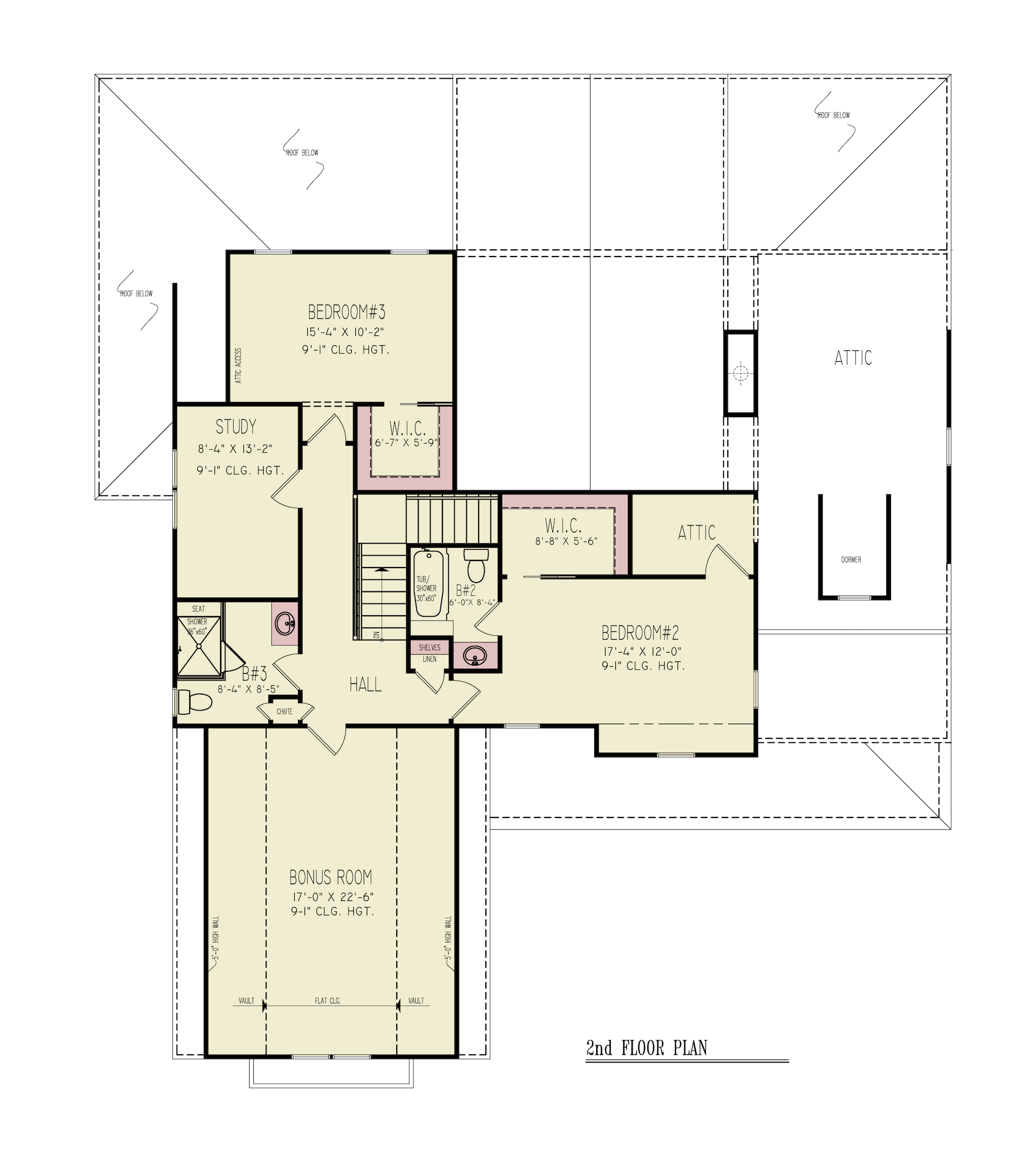 A8250-A Mulberry House Plan 3 Beds, 3.5 Baths, Modern Farmhouse Plan Second Floor Plan