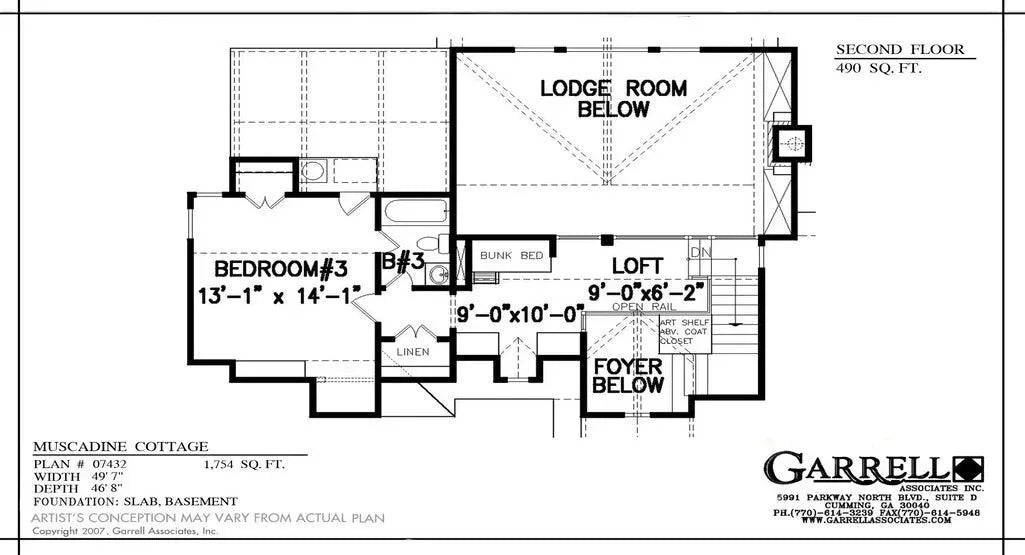 Muscadine Cottage House Plan - Archival Designs House Plans, floor plan