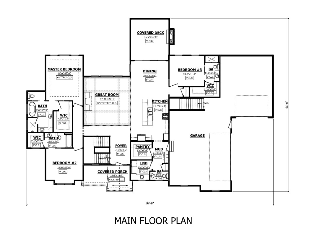 AJ7689-A Craftsman House First Floor Plan, 3 Bedrooms, 3.5 Bathrooms | Plan 1018