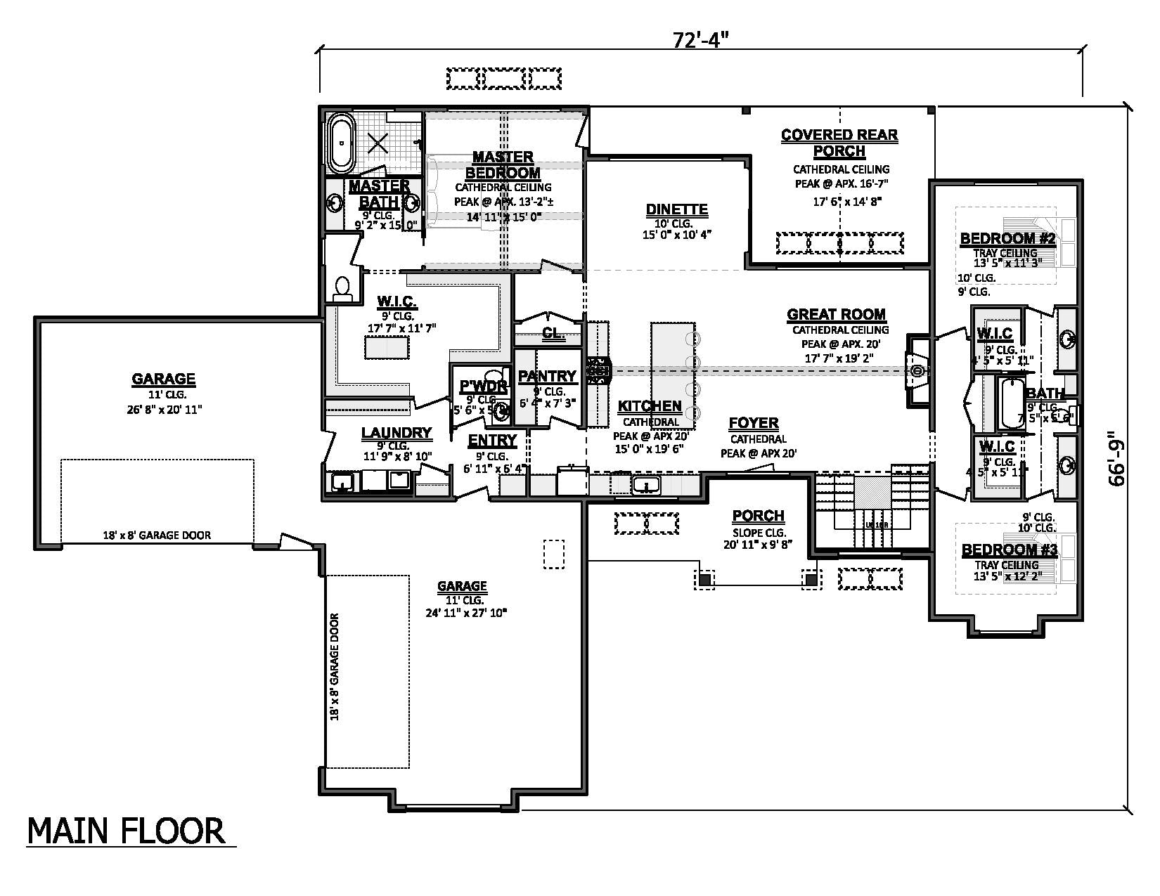 AJ8343-A Contemporary Farmhouse Floor Plan, 3 Bedrooms, 2.5 Bathrooms | Plan 1072 House Plan
