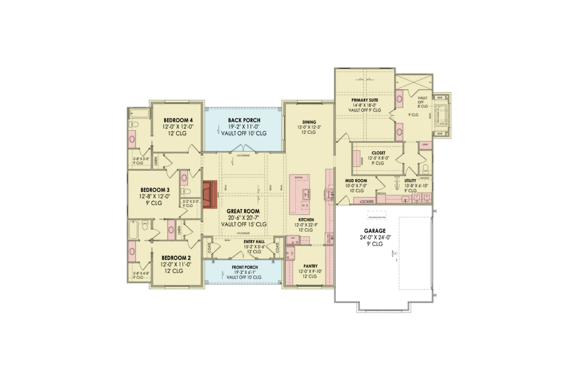 R2686-A Robson House First Floor Plan 4 Bedrooms, 3.5 Bathrooms