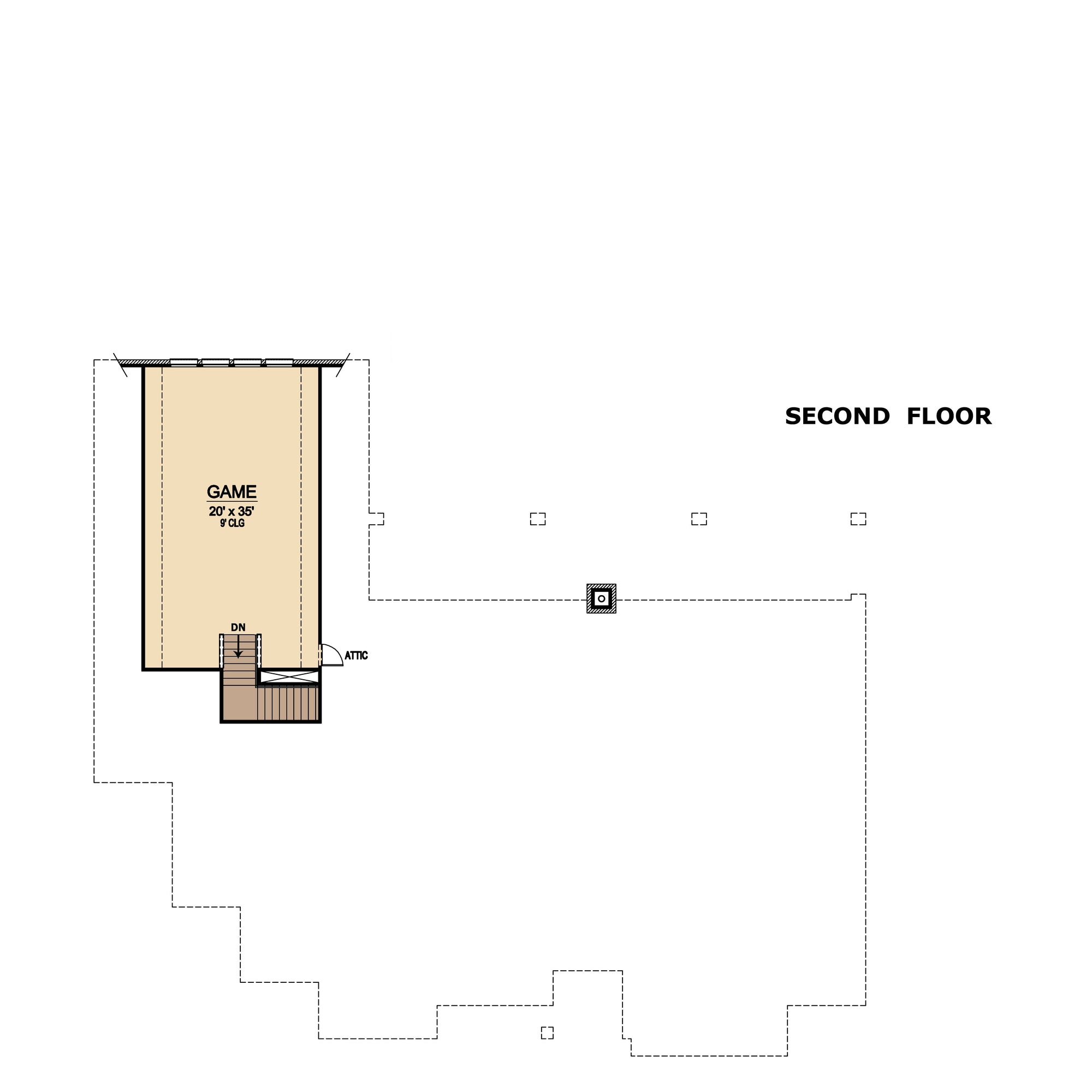 F7843-A Tudor House Second Floor Plan, 3 Bedrooms, 2.5 Bathrooms | Rio Grande
