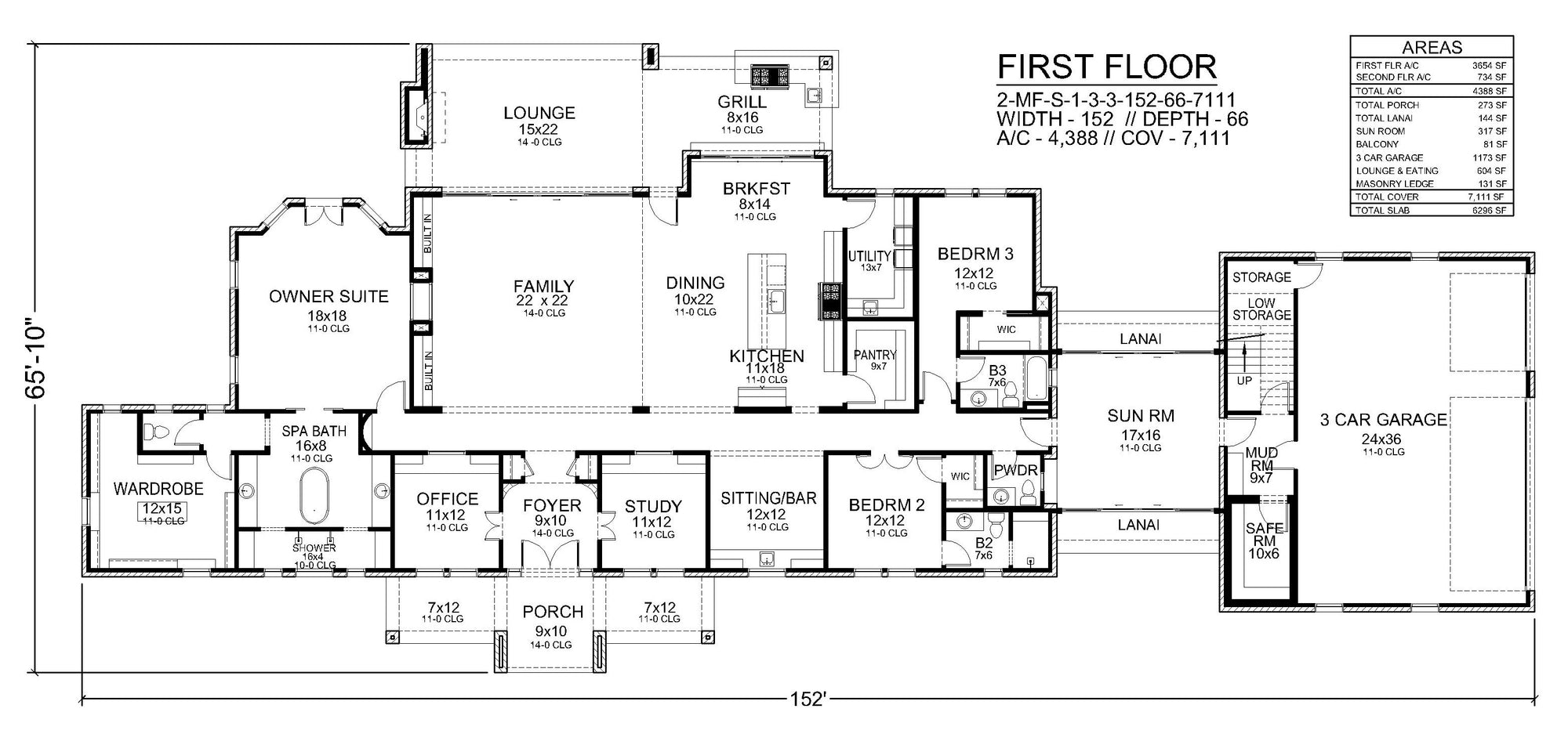 F8061-A Hill Country House First Floor Plan, 3 Bedrooms, 3 Bathrooms, 2 Half Bathrooms | Shady Valley