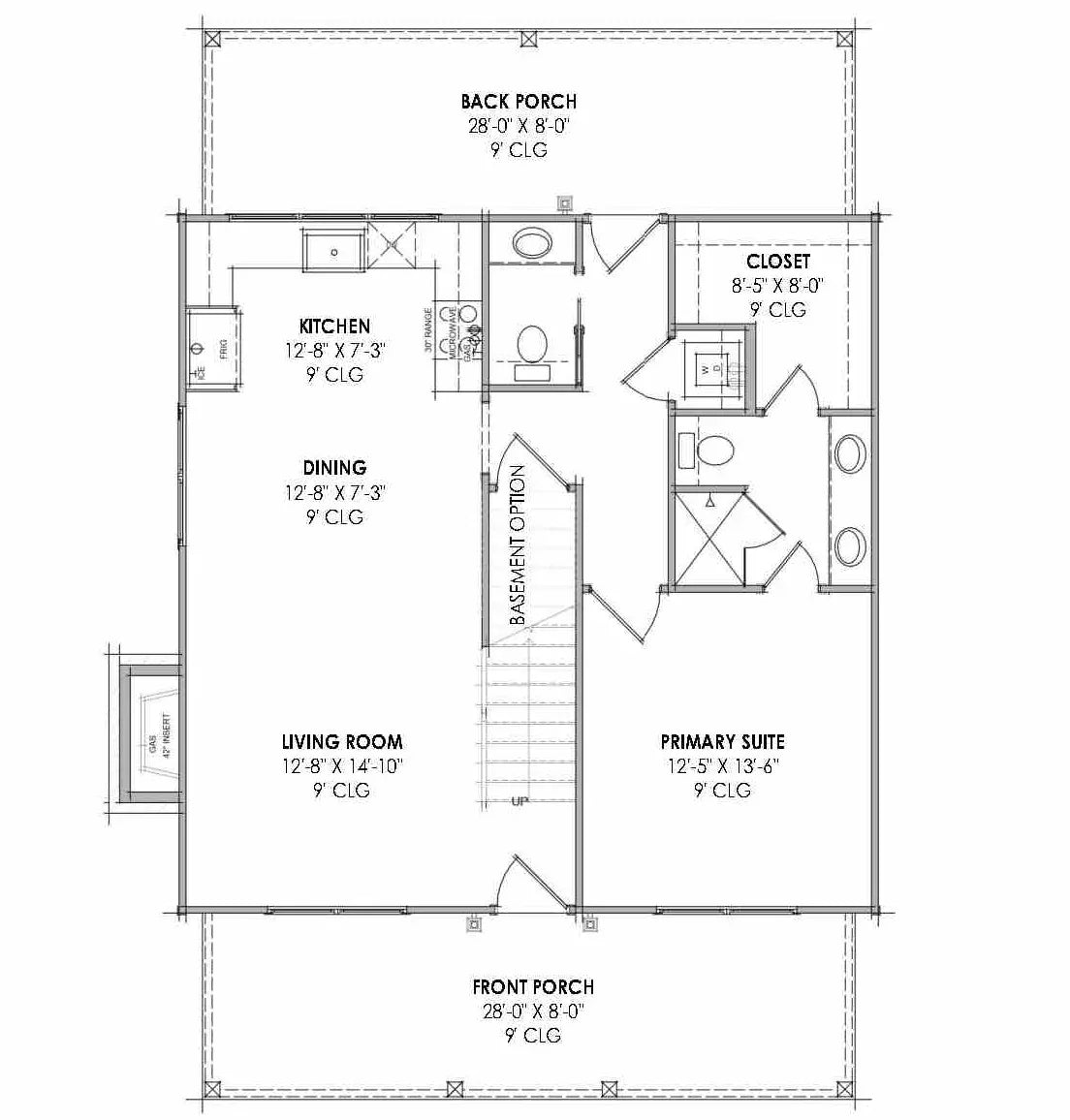 R7291-A SM160 House First Floor Plan 3 Beds 2.5 Baths