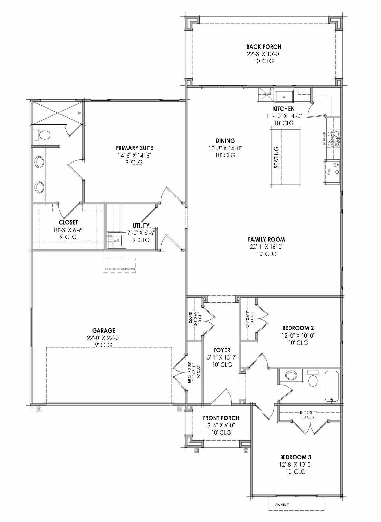 R7944-A Modern Farmhouse First Floor Plan, 3 Bedrooms, 2 Bathrooms | SM165