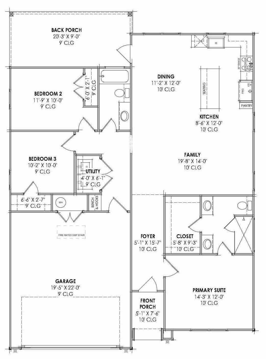 R8040-A Modern Farmhouse First Floor Plan, 3 Bedrooms, 2 Bathrooms | SM166B