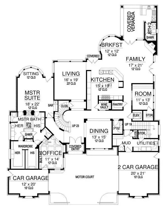 Tanglewood Manor House Plan - Archival Designs House Plans, floor plan