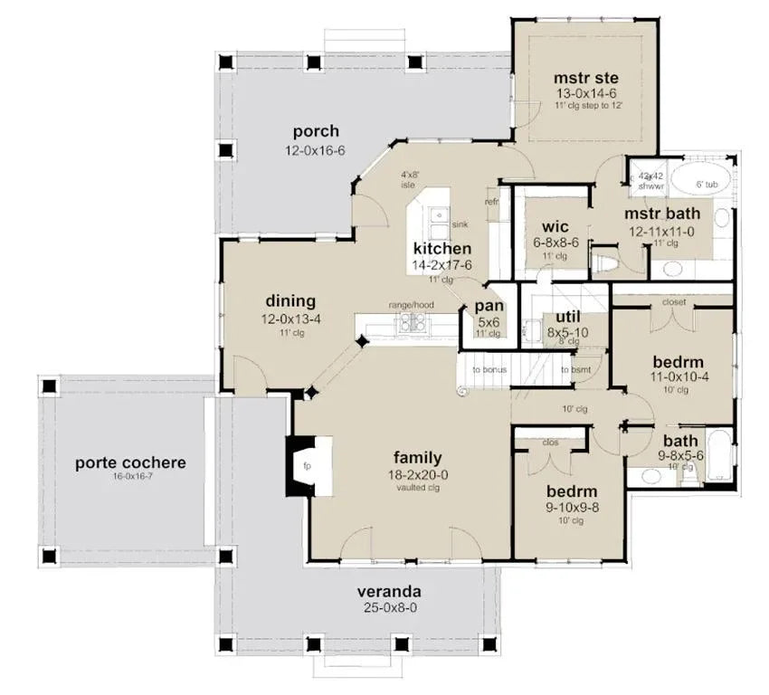 The Wharton II House Plan - Archival Designs House Plans, floor plan