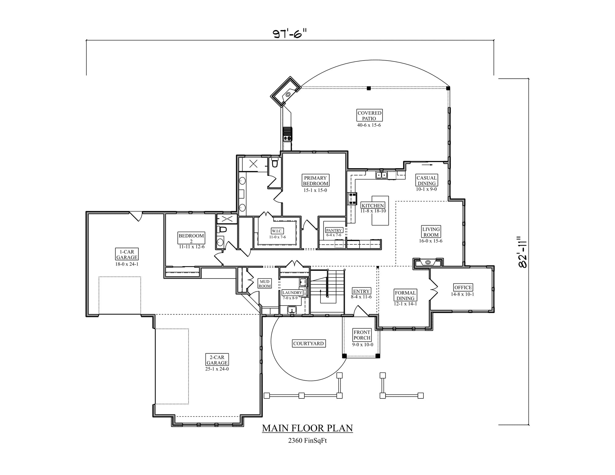 I7631-A Modern Prairie House First Floor Plan, 2 Bedrooms, 2.5 Bathrooms | The Betts Ranch House Plan